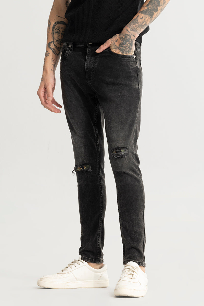 Black Distressed Loose Ankle Men's Jeans - Tistabene - Tistabene